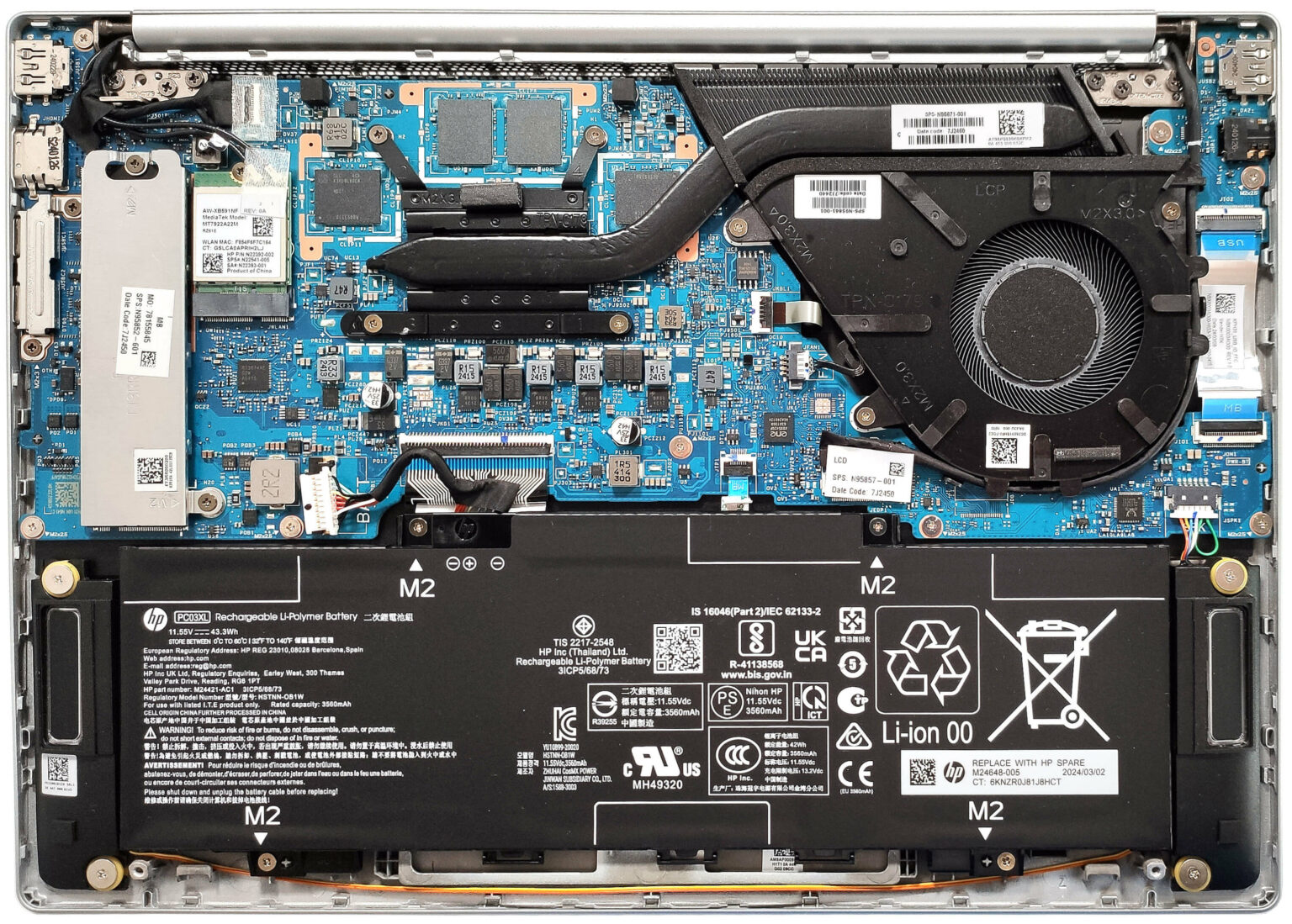 Internal Photo of HP Pavilion Aero 13-bg 13z-bg CPU Fan original (HP 13-bg)